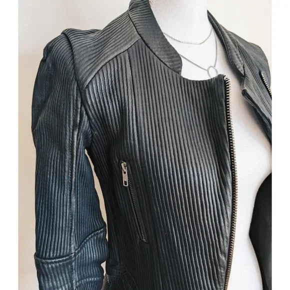 MAJE 'Knight' Leather Jacket size 36 - Picture 2 of 6